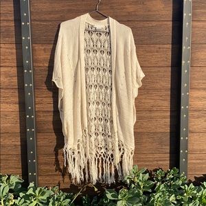 Flying Tomato Boho Fringe Oversized Shawl/Cardigan
